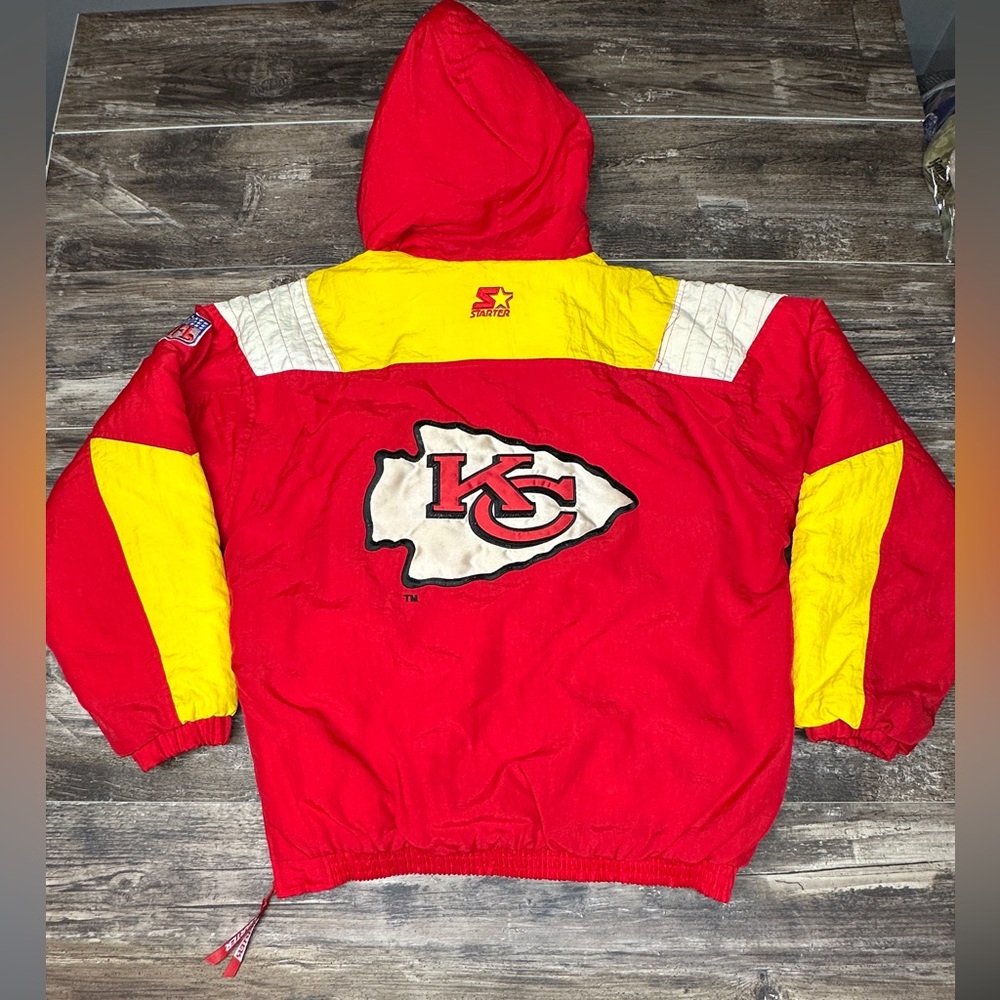 Vintage Starter Kansas City Chiefs Pullover Jacket NFL Pro Line 90s - Picture 3 of 13